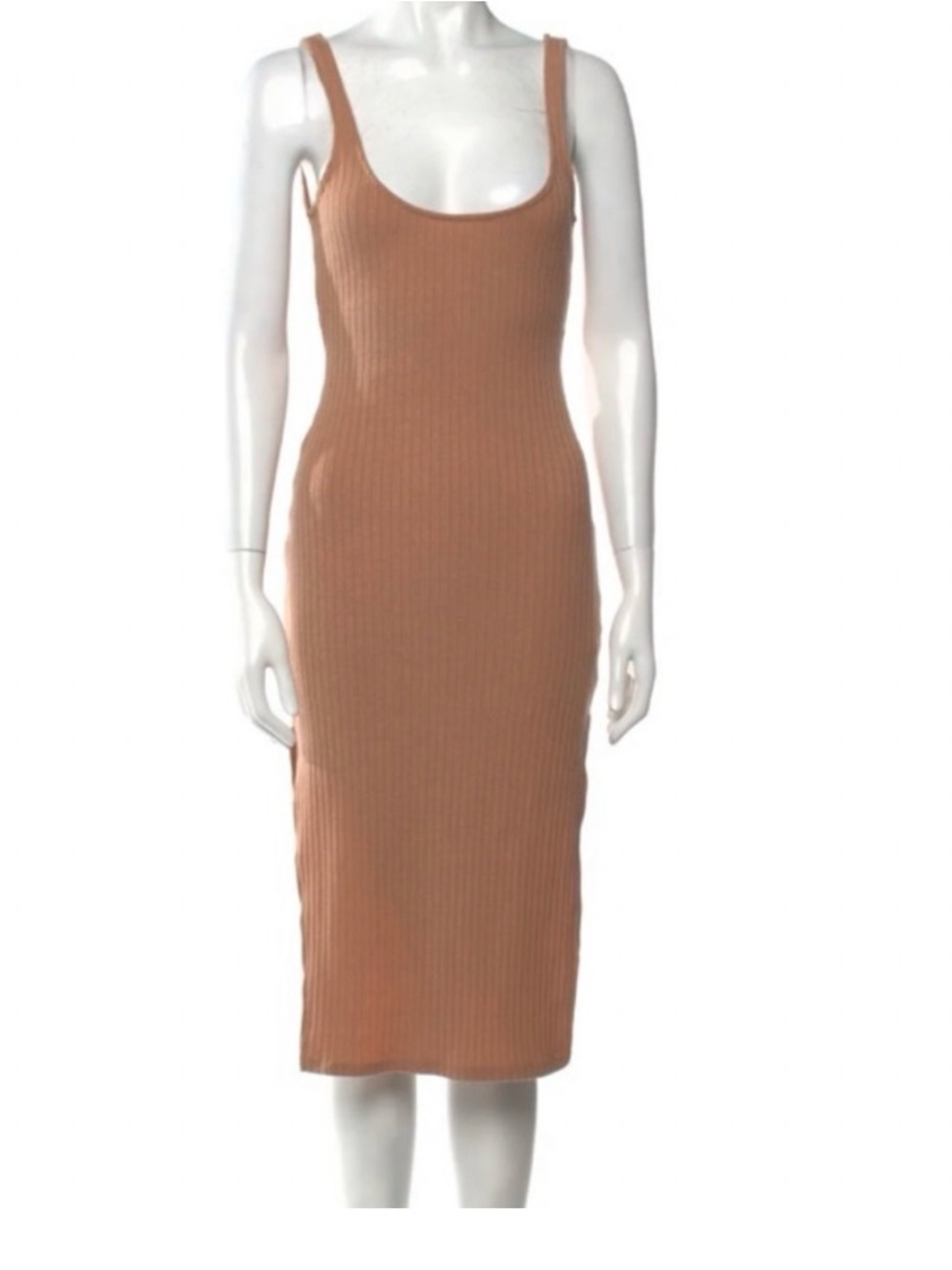 Privacy Please Ribbed Tan Midi Tank Dress